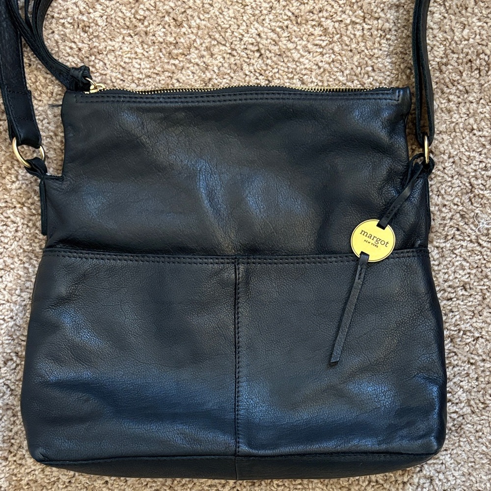Margot Elegant Black Spilt Pocket Crossbody Bag
